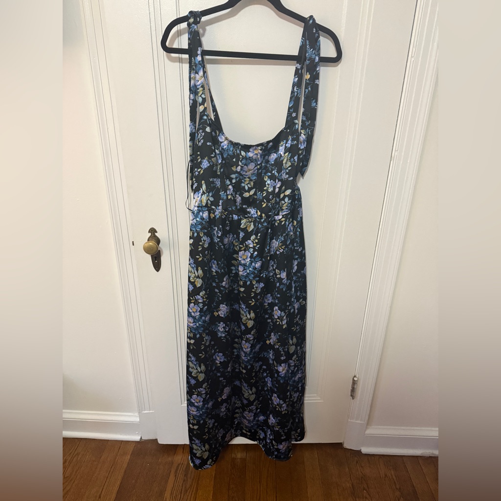 American Eagle Outfitters Black And Blue Floral Maxi Dress